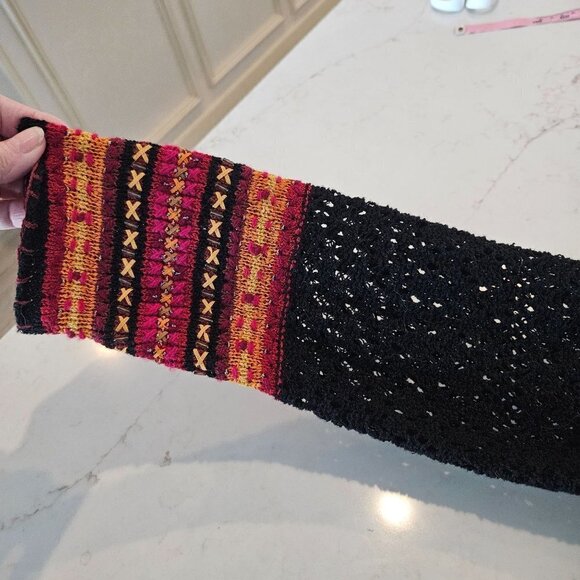 Susan Bristol Small Black Hand Embroidered Cardigan Boho Vintage Festive Floral - Picture 9 of 13